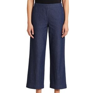 Zara Chambray Wide Leg Pants 29 Blue Trousers‎ Coastal Grandma Luxe Minimalist